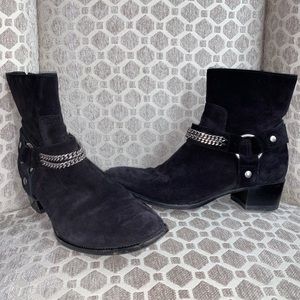 Black Suede YSL Ankle Booties